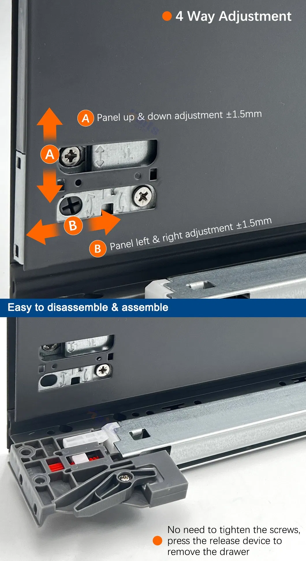 Soft Close Metal Box Drawer System for Kitchen Cabinet Furniture