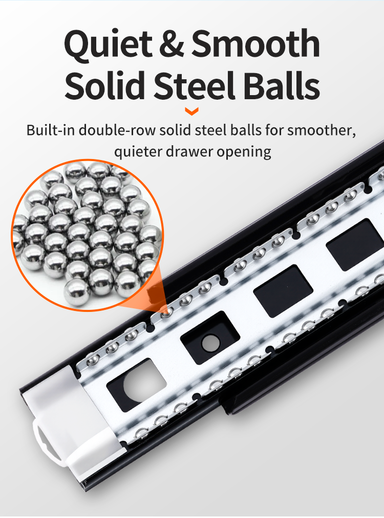 Full-Extension Side-Mount Drawer Slide - 12 Inch Ball Bearing Black Metal Rail
