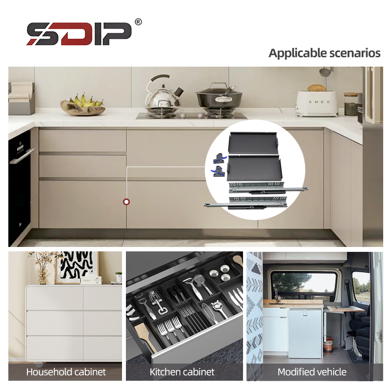 Hidden Concealed Concealed Drawer Sliding Rail, Extendable and Retractable Bottom-mounted Drawer Cabinet Sliding Rails