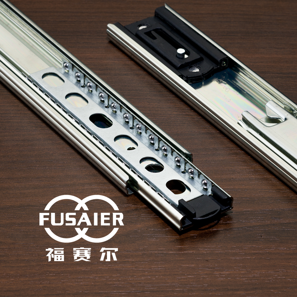 Cabinet Hardware Drawer Guiding Slide Runner 3-folding Ball Bearing Telescopic Channel Drawer Slide With Self-Lock System