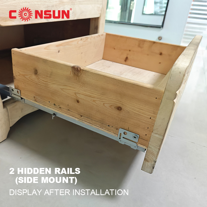 Hardware Accessories Push Open Runners Concealed Drawer Slide Soft Close