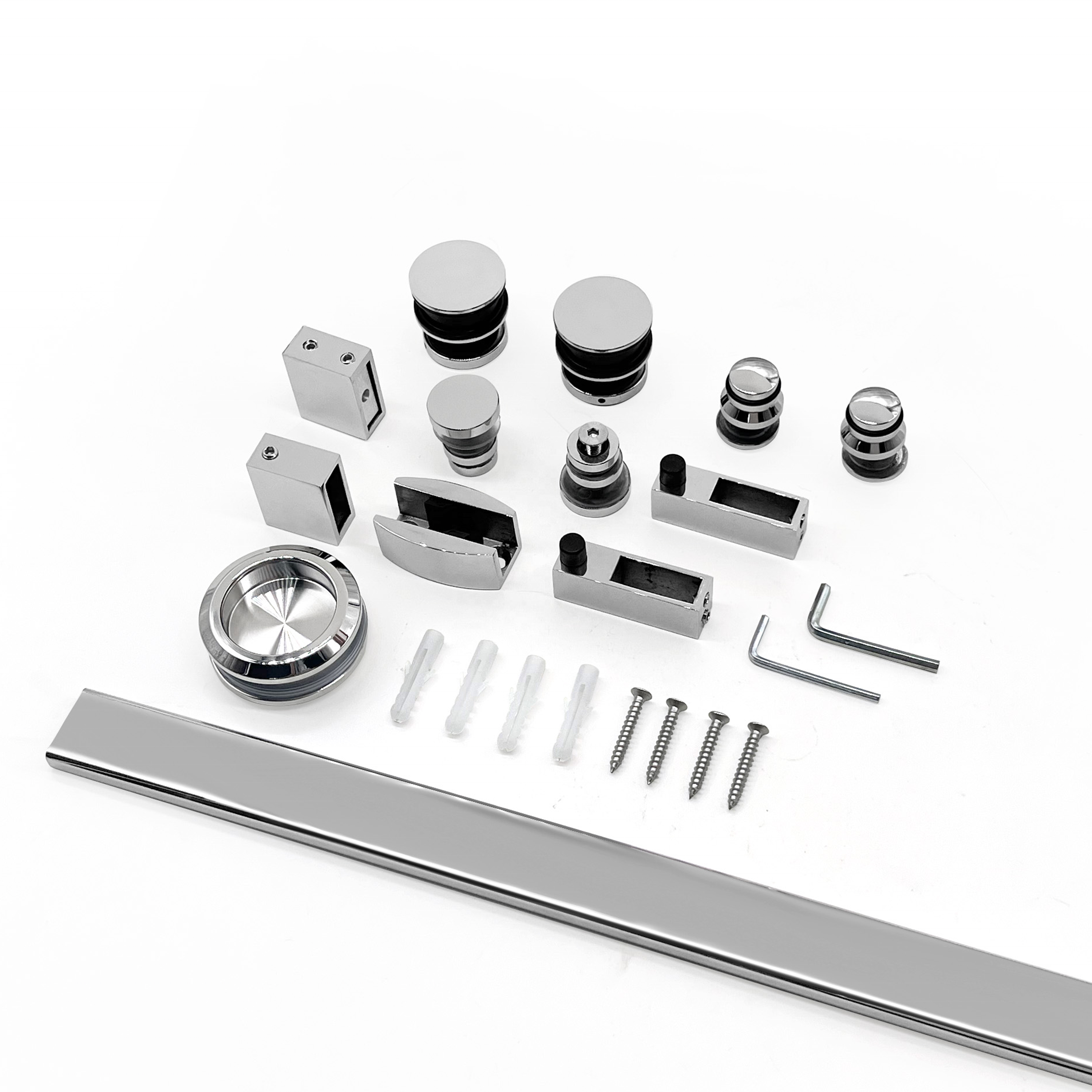 Stainless Steel 304 Shower Sliding Door System Accessories Hardware Set For Frameless Bathroom Glass Door