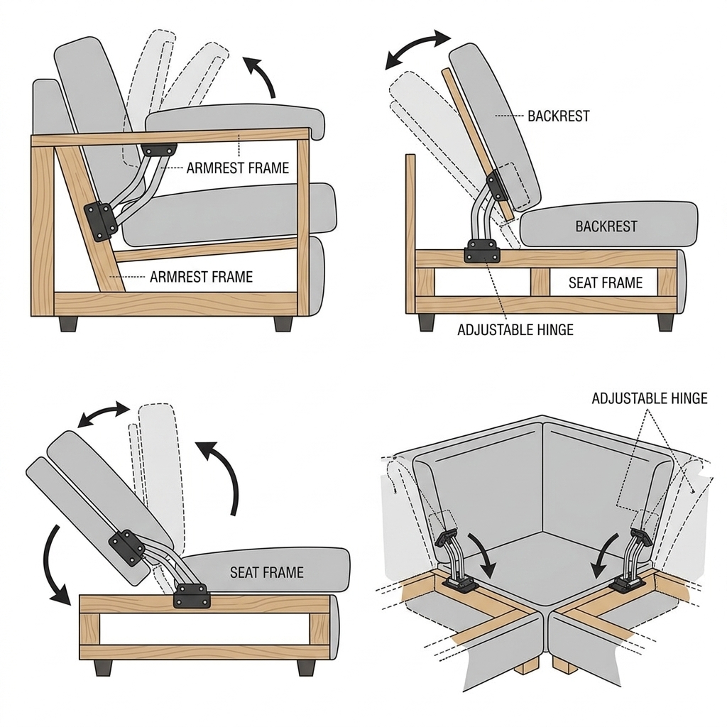 Jiashida Sofa Frame Hinge Adjustable Backrest Support Steel Mechanism for Sofa Factory Supply