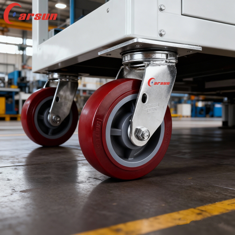 Heavy Duty Steel Polyurethane Castors 4/5/6 Inch Mobile Table Swivel Casters With Brake Ball Bearing &amp; Silent Operation