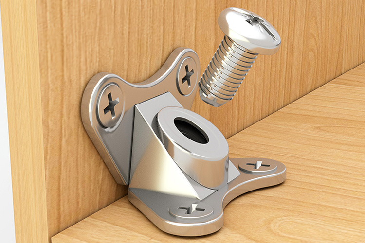 Modern Red Ancient Zinc Alloy No-Drill Butterfly Angle Bracket Supports Three-in-One Wood Board Partition Fastener for Furniture
