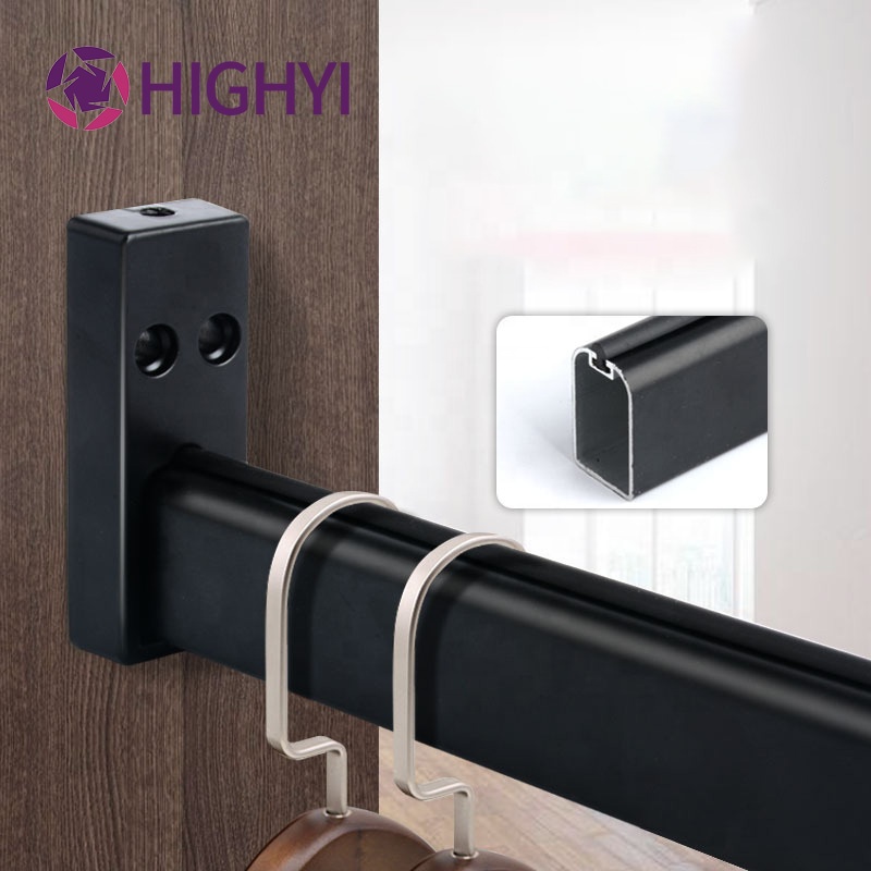 HIGHYI Cabinet Hanging Clothes Rod Furniture Hardware Accessories Aluminum Alloy Wardrobe Hanger Rod Flange Seat