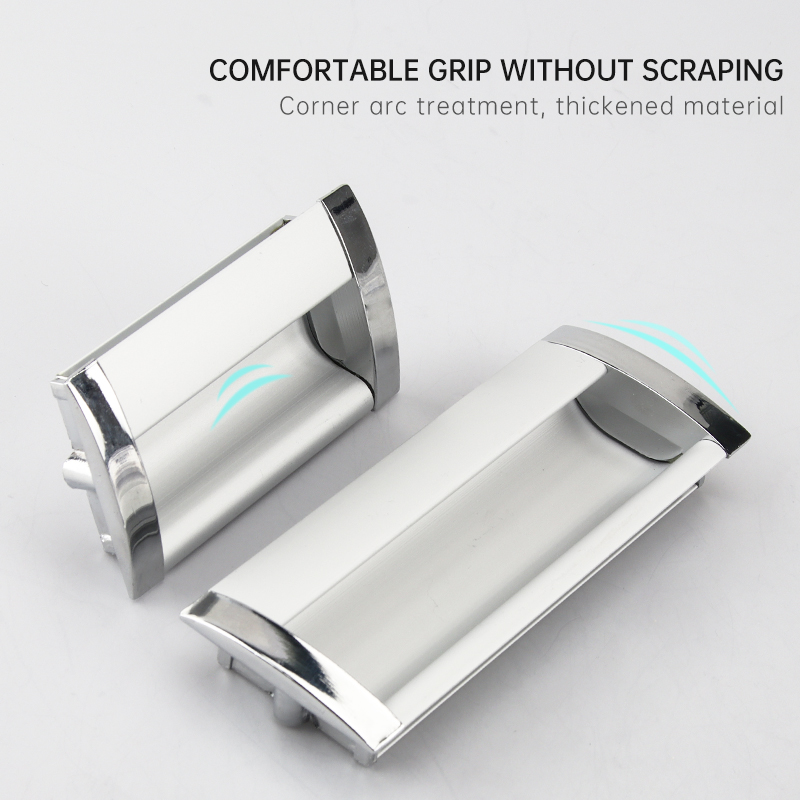 Modern Durable Aluminum Alloy Square Adjustable Cabinet Door Handle Dark Strap Mounting Plate Embedded Hardware Knob Drawer