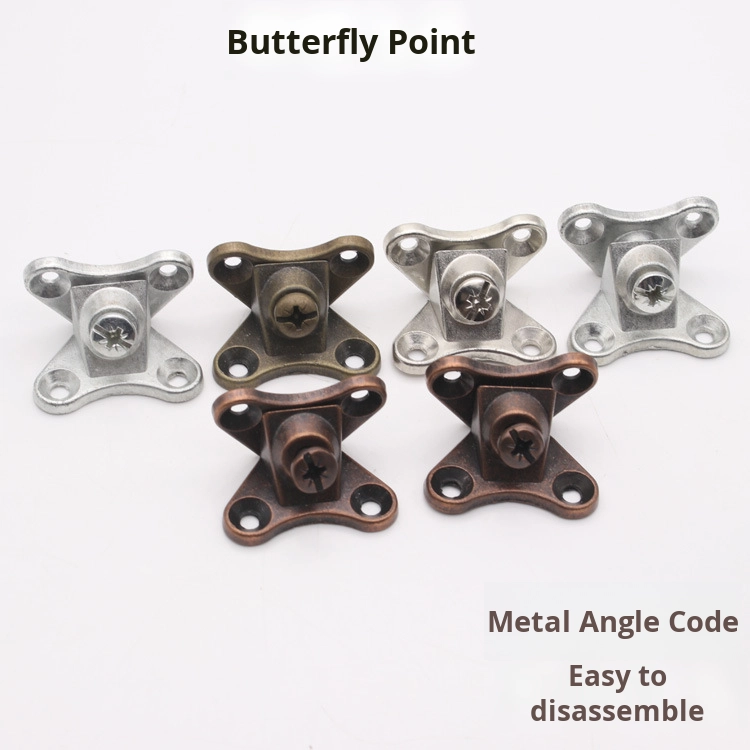 Modern Red Ancient Zinc Alloy No-Drill Butterfly Angle Bracket Supports Three-in-One Wood Board Partition Fastener for Furniture