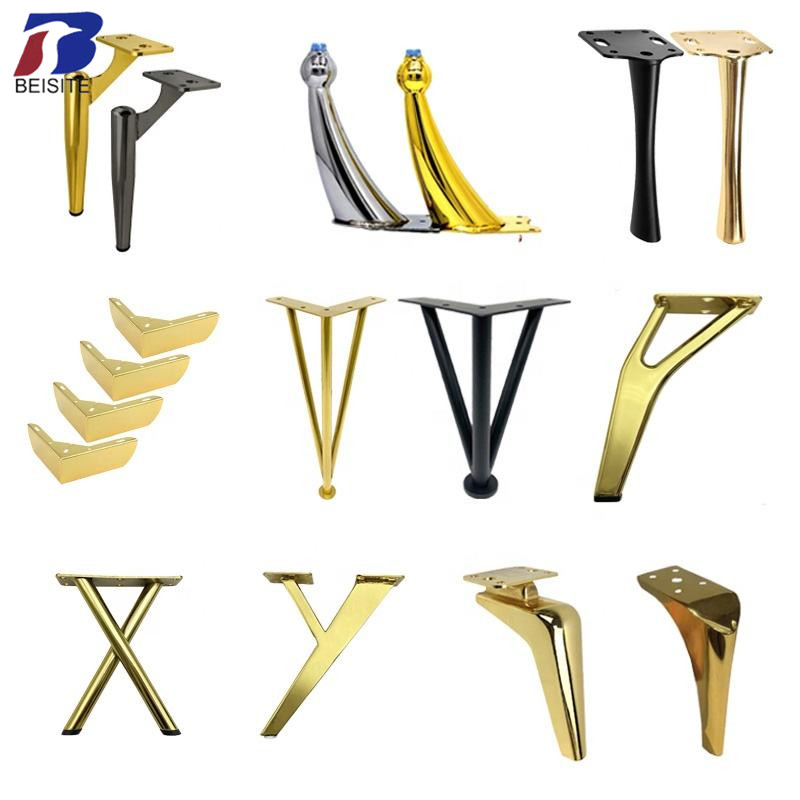 OEM Factory Custom Furniture Accessories Metal Iron Steel Sofa Support Legs New Furniture Legs Gold