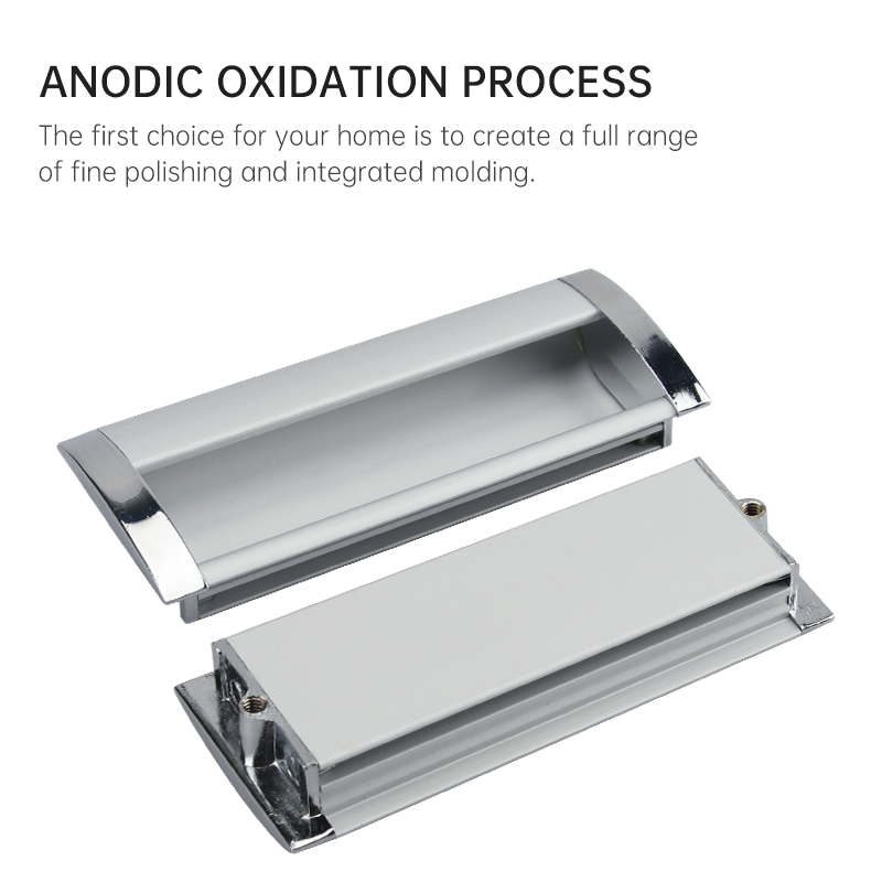 Modern Durable Aluminum Alloy Square Adjustable Cabinet Door Handle Dark Strap Mounting Plate Embedded Hardware Knob Drawer