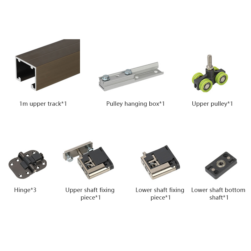 RHETECH Modern 3/7 Inch Aluminium Push Door Hardware Kits Sliding System Furniture Accessories Folding Door Design For Bathroom