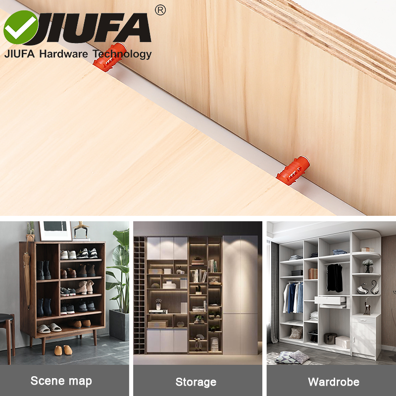 JIUFA 2 in 1 Invisible Furniture Hardware Connector Fitting Wardrobe Without Hole Simple Panel Furniture Fitting