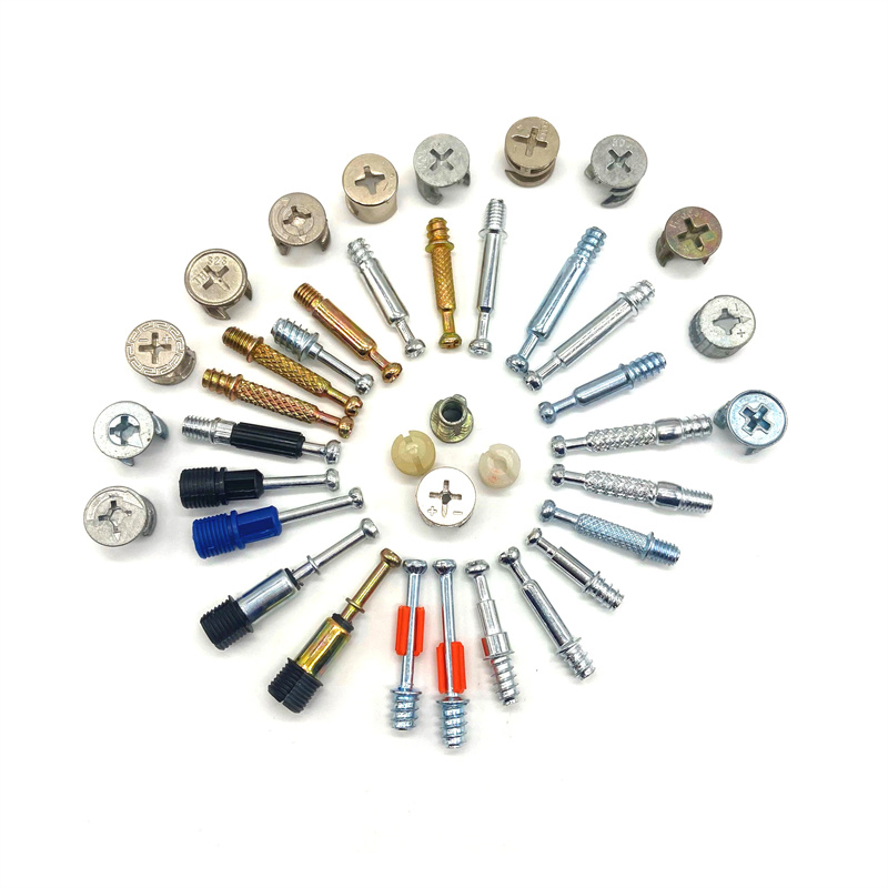 Iron Steel Zinc Alloy Quick Assembly Connceting Cam Connector Bolt Plastic Inserted