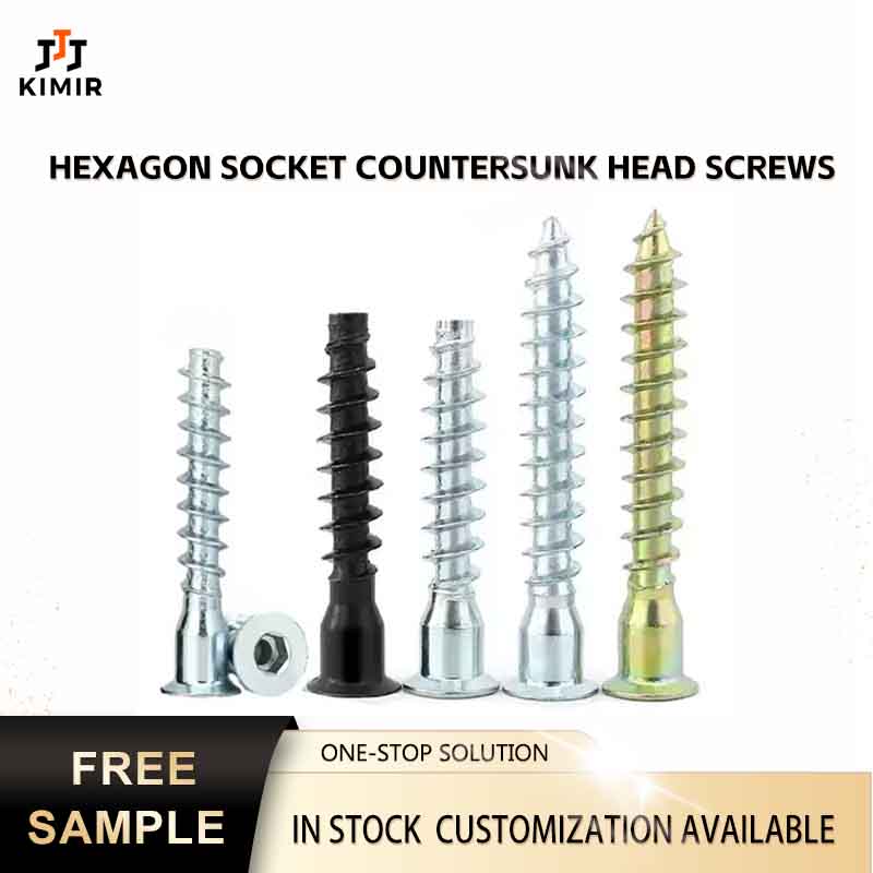 In Stock Zinc Plated Hex Socket Flat Head Self Tapping Screw Carbon Steel Cabinet Furniture Hardware Multiple Sizes Wholesale