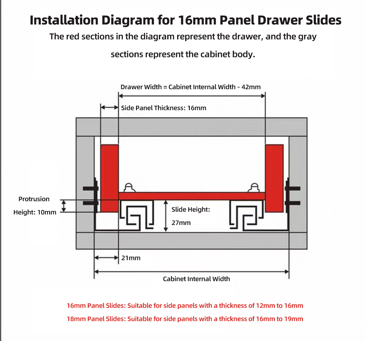 45mm Hidden Soft-Closing Telescopic Slide Rail - 3-Fold Cold-Rolled Steel with 1D Handle