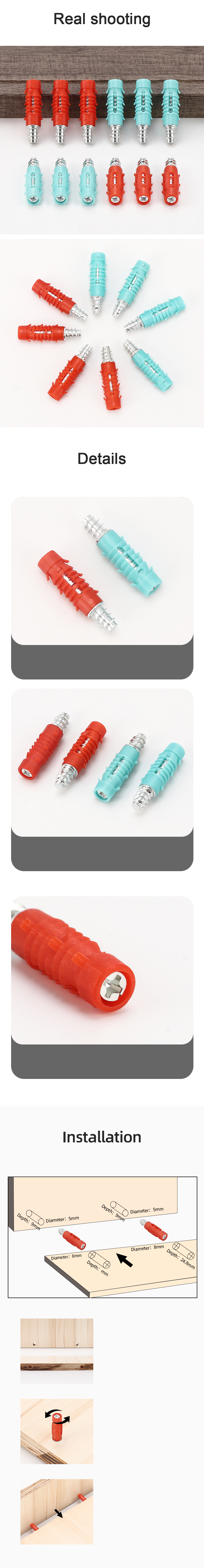 JIUFA 2 in 1 Invisible Furniture Hardware Connector Fitting Wardrobe Without Hole Simple Panel Furniture Fitting