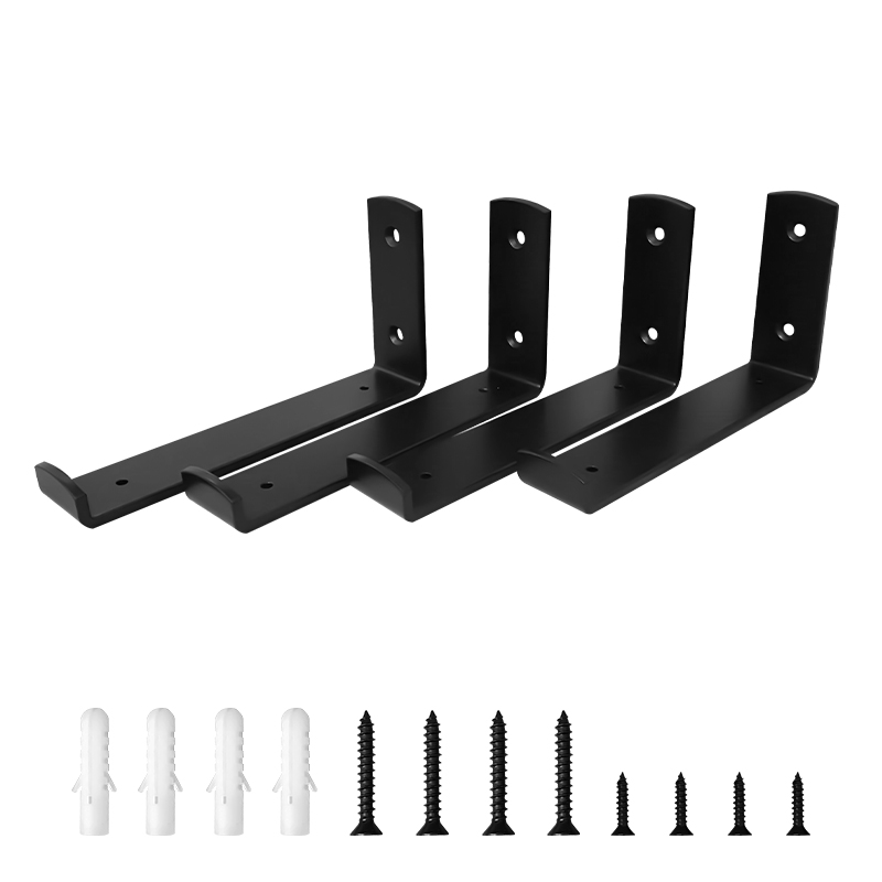 RHETECH Heavy Duty Metal Brackets Large Black Shelf Brackets With DIY Floating Shelf And Hardware Triangle Bracket Structure