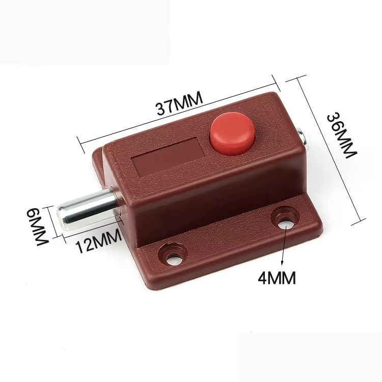 Furniture Hardware Spring Pin Loaded Automatic Button Plastic Push Latch Plastic Push to Open Spring Furniture Cupboard Latch