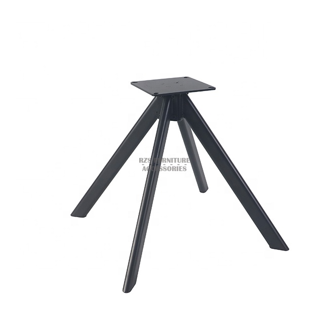 Durable Dining Chair Parts Disassembly Structure Iron Material Black Coating Heavy Duty Hardware Chair Legs with Swivel Plate