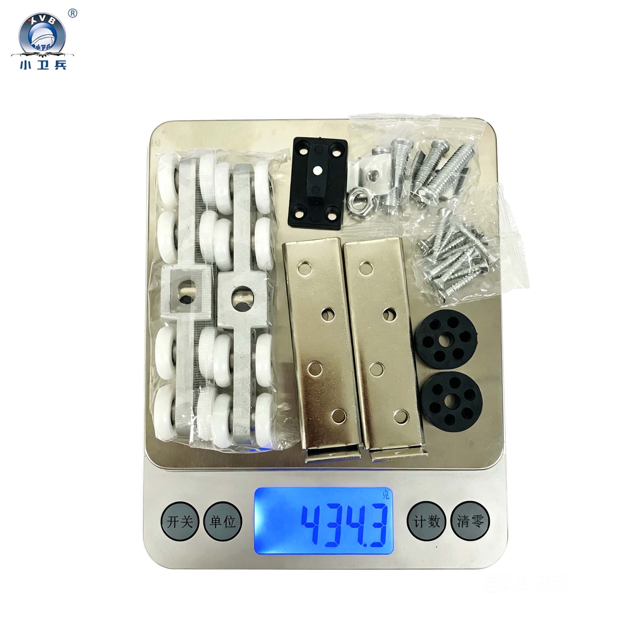 Aluminum Wardrobe Hardware Sliding System Model AW07-8 with 8 Durable Smooth Rolling Wheels for Cabinet Door Support