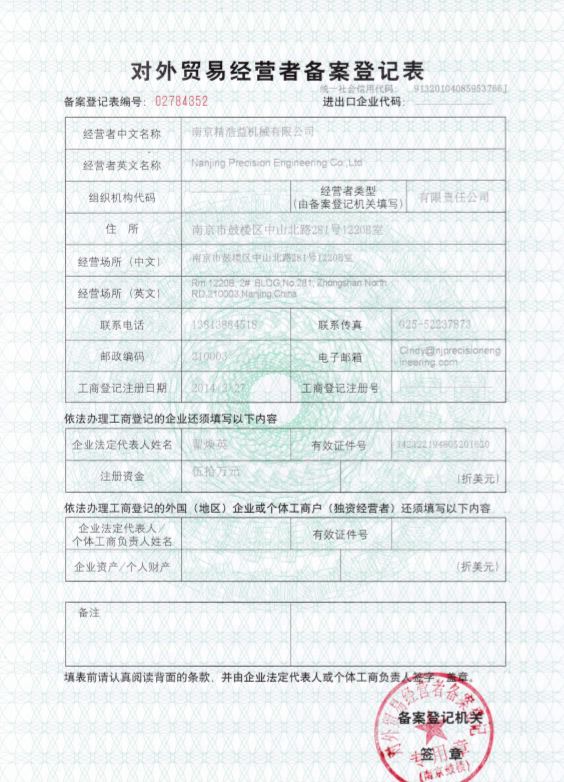 Import & Export License Certificate