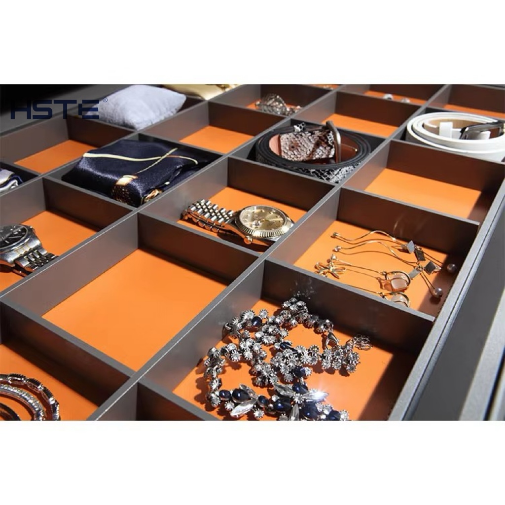 Wardrobe Jewelry Storage Tray Organizer Square Aluminum Alloy Leather Furniture Hardware for Household Closet Storage