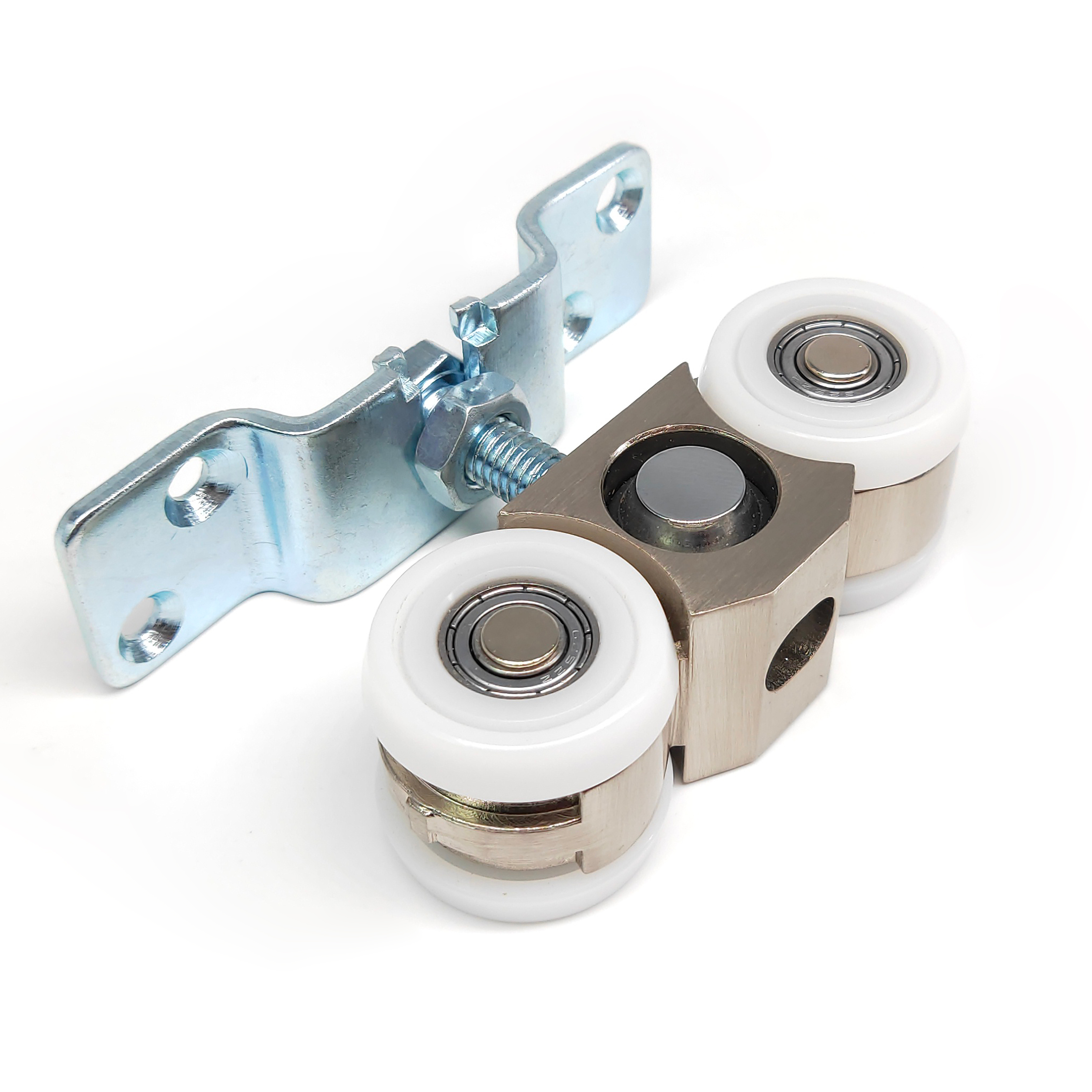 Modern Design Movable Wall Hardware With Nylon Roller Wheel And Aluminium Slide Track Top Hung Rollers For Sliding Wooden Panels