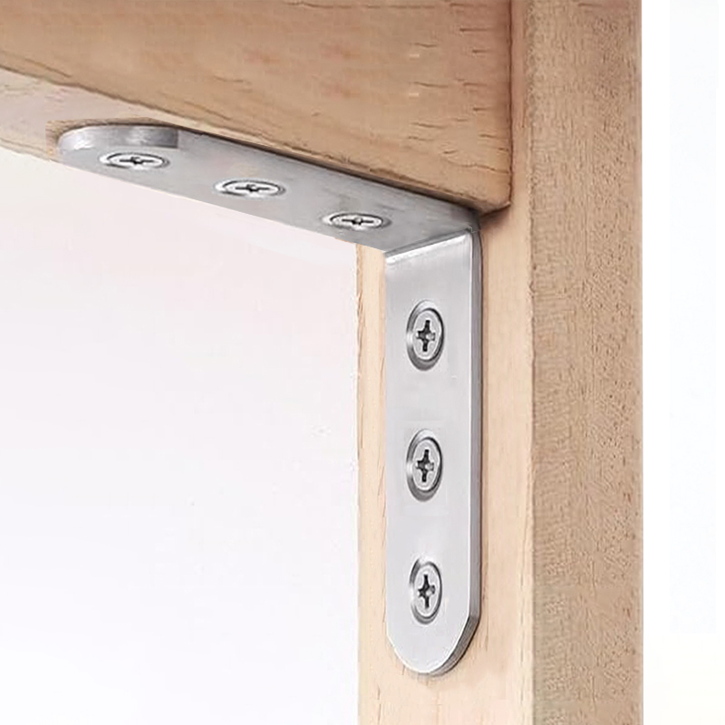 90&deg; Angle Brace L-Shaped Corner Bracket Stainless Steel Wall Fastener 6 Holes for Furniture Joint Hinge Furniture Joint Fastener