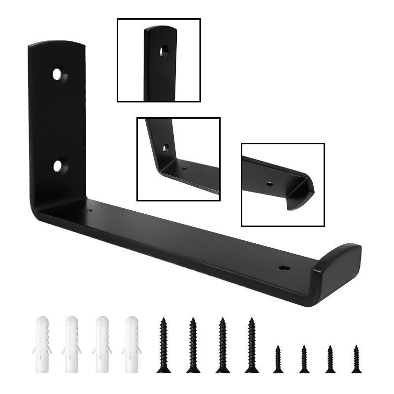 RHETECH Heavy Duty Metal Brackets Large Black Shelf Brackets With DIY Floating Shelf And Hardware Triangle Bracket Structure