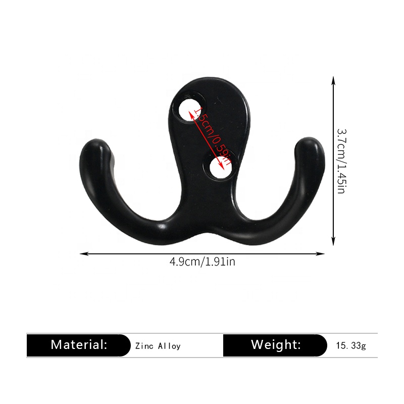Zinc Alloy Black Spray Antique Furniture Hardware Wardrobe Clothing Fitting Room Door Back Wall Metal Coat Hat Coat Hook