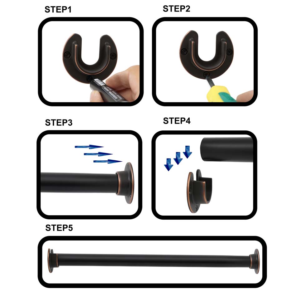 Wardrobe Closet Hanging Rod Bracket Holder Furniture Fitting Zinc Alloy Garment Rod Pipe Support Closet Rod Holder