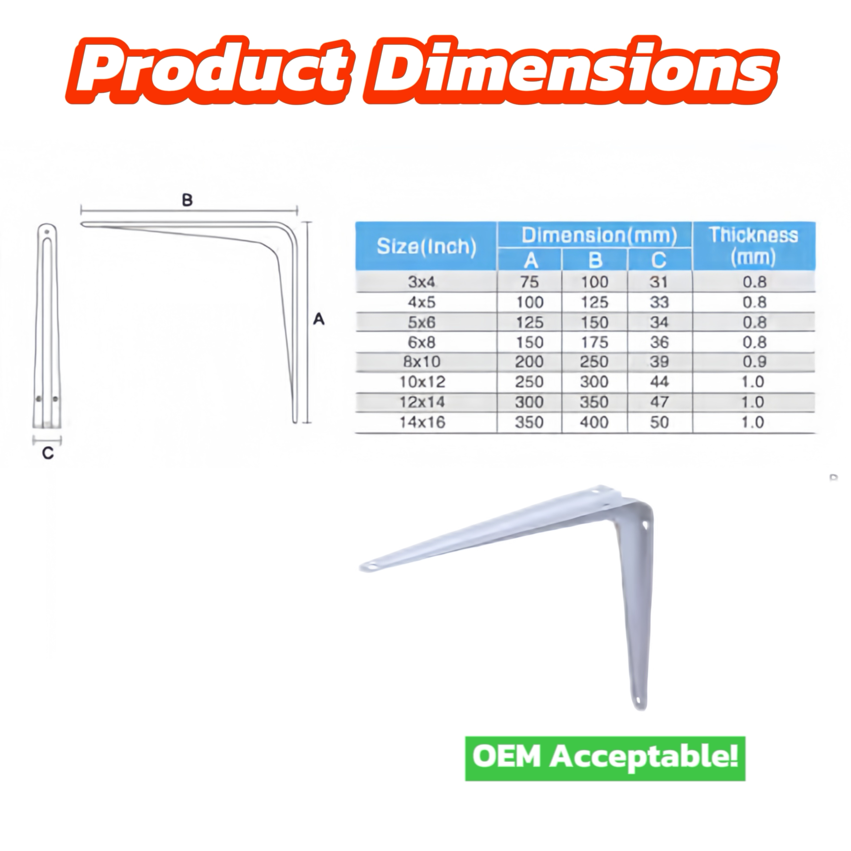 Furniture Hardware Powder Coated Triangle Shaped Metal Wall Mount Shelf Bracket Support