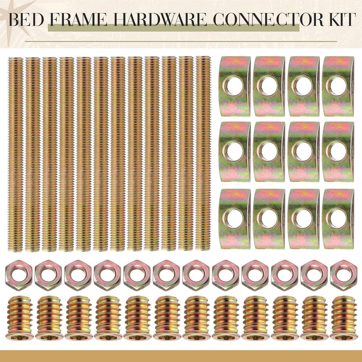 M6 Steel Furniture Screws and Nuts Kit Assorted Wooden Dowel &amp; Barrel Nut for Bed Frame