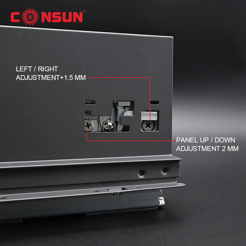 Consun Furniture Hardware Accessories Thin Type Full Extension Metal Drawer Box Soft Close Drawer Slide Slim Box Drawer System for Kitchen Cabinet