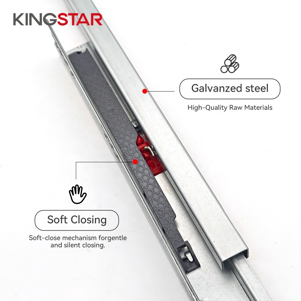 Drawer Guides Channel Adjustable Soft Closing Undermount 25kg Load Single Extension Metal Rail Drawer Slide