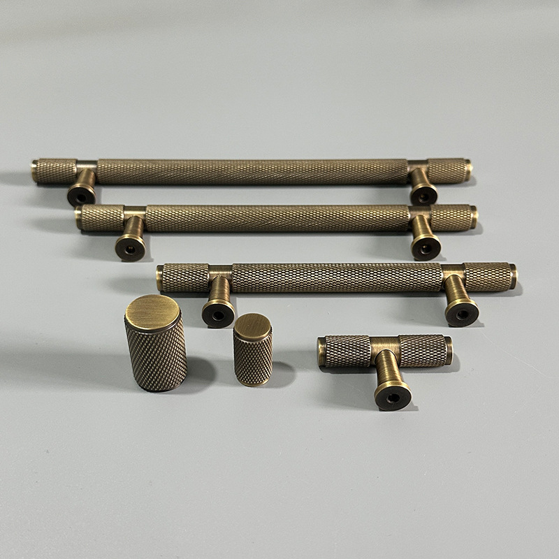 Made in China Furniture Hardware Knurled Solid Brass Selling Reasonable Price Customized Cabinet Wardrobe Kitchen T bar Handle