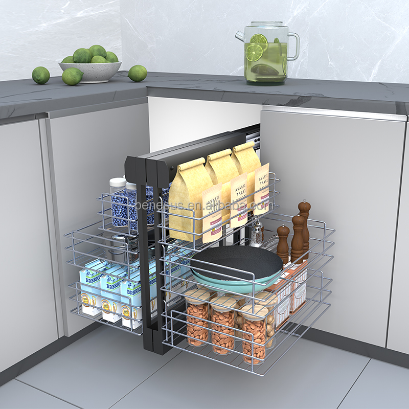 Magic Corner Kitchen Kitchen Accessories Cabinet Storage 3 Tiers Pull Out Basket Organizer