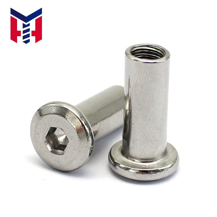304 Stainless Steel Chamfered Hexagon Socket Connecting Screw and Nut, Furniture Splint Butt Joint Bolt &amp; Rivet Fastener M2-M10