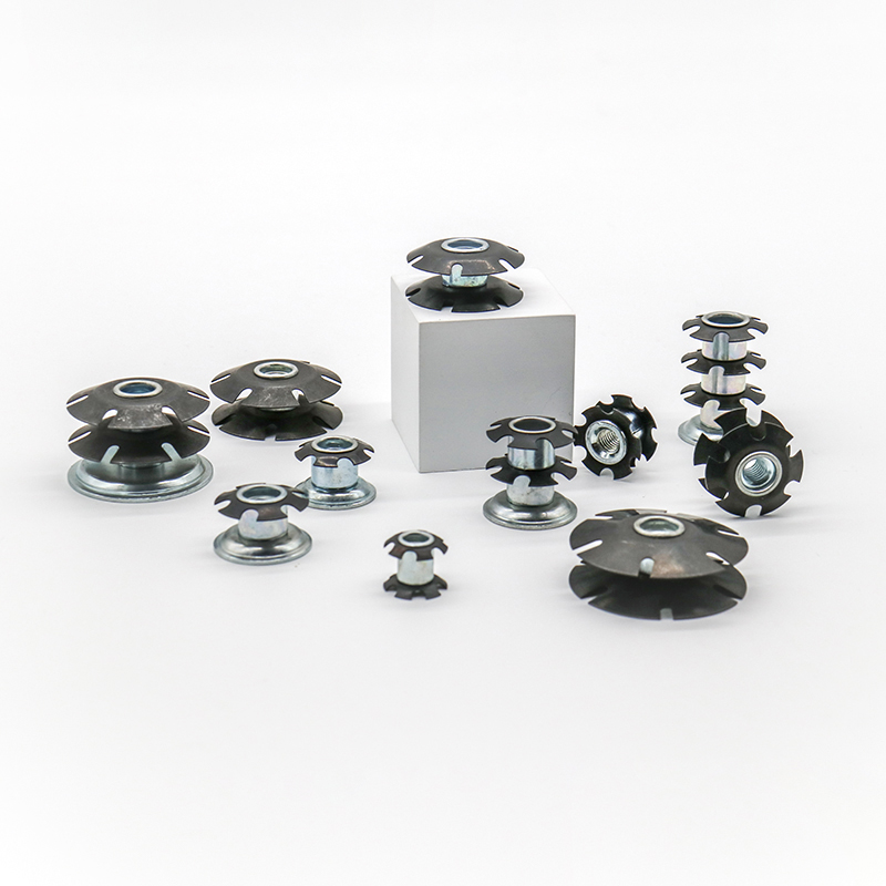 Double Layers Furniture Connector Hardware Steel Leg Nuts Table Tube Leg Sunflower Star Lock Nut Spring Threaded Insert Nuts