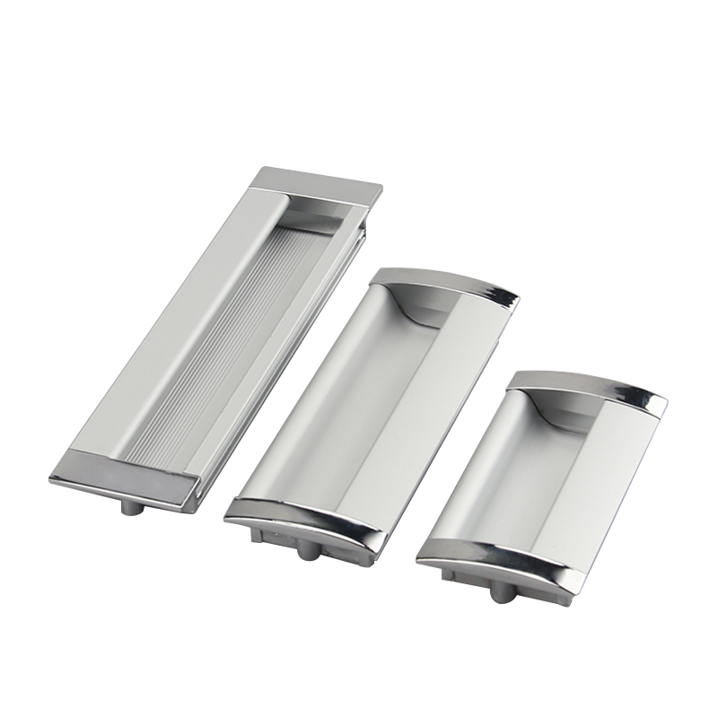 Modern Durable Aluminum Alloy Square Adjustable Cabinet Door Handle Dark Strap Mounting Plate Embedded Hardware Knob Drawer