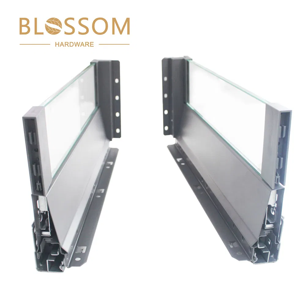 Furniture Kitchen Cabinet Soft Close Drawer System Double Wall Glass Slim Box