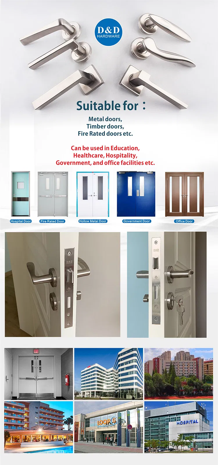 Decorative Stainless Steel Solid Lever Handle Structural Details