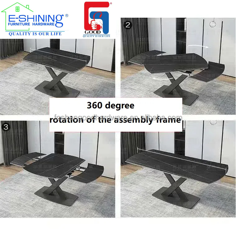 300-500 Degree Steel Space Saving Furniture Hardware Hidden Table Runner Rotating Table Top Extend 1200 Swing Table Mechanism
