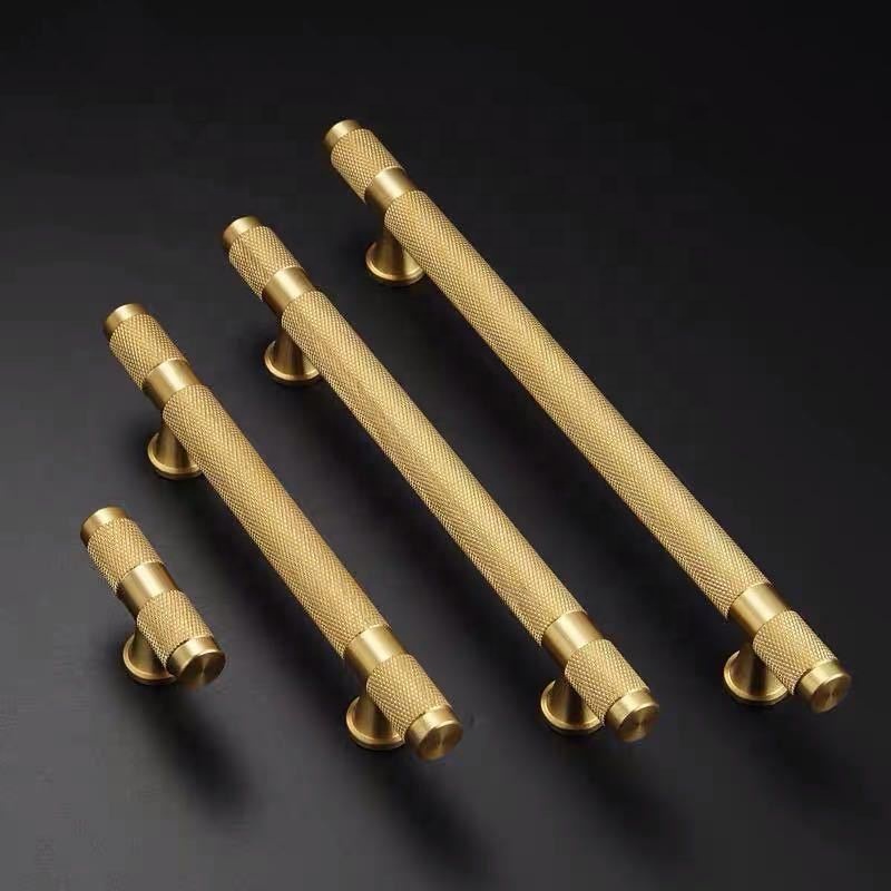 Made in China Furniture Hardware Knurled Solid Brass Selling Reasonable Price Customized Cabinet Wardrobe Kitchen T bar Handle