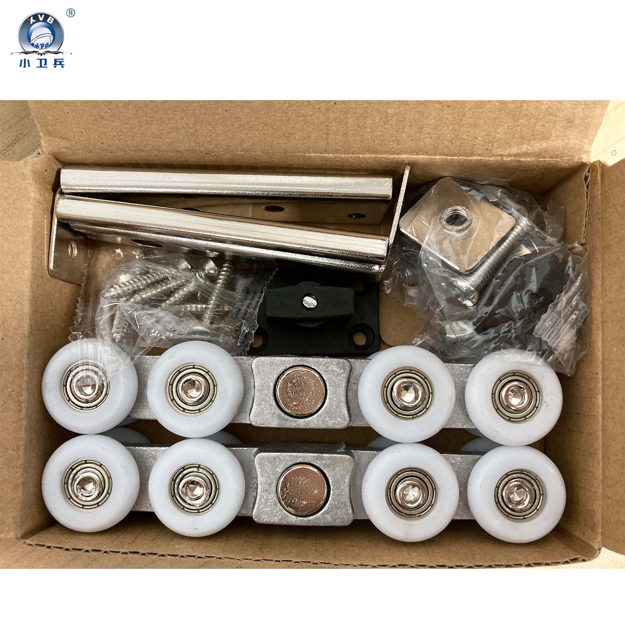 Aluminum Wardrobe Hardware Sliding System Model AW07-8 with 8 Durable Smooth Rolling Wheels for Cabinet Door Support