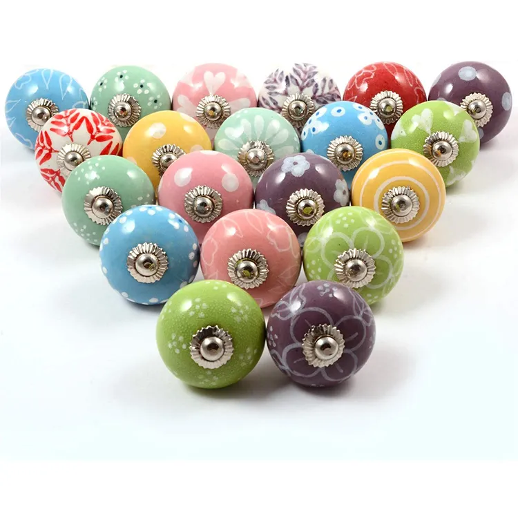 Multicolor Assorted Cabinet Knobs Ceramic Drawer Pull Handle Kitchen Cupboard Wardrobe Knob Boho Room Decorative Furniture Hardware
