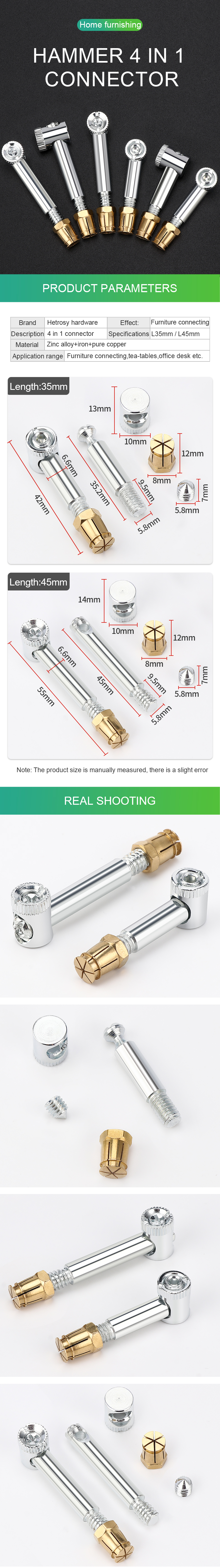 Furniture Hardware Hidden Connector Furniture 4 in 1 Fastener Cupboard Hardware Fitting