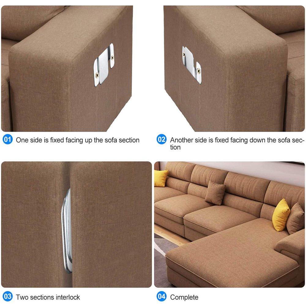YoYow Hardware Modern Sectional Sofa Connector Brackets Zinc Plated Soft Closing Sofa Frame Connection