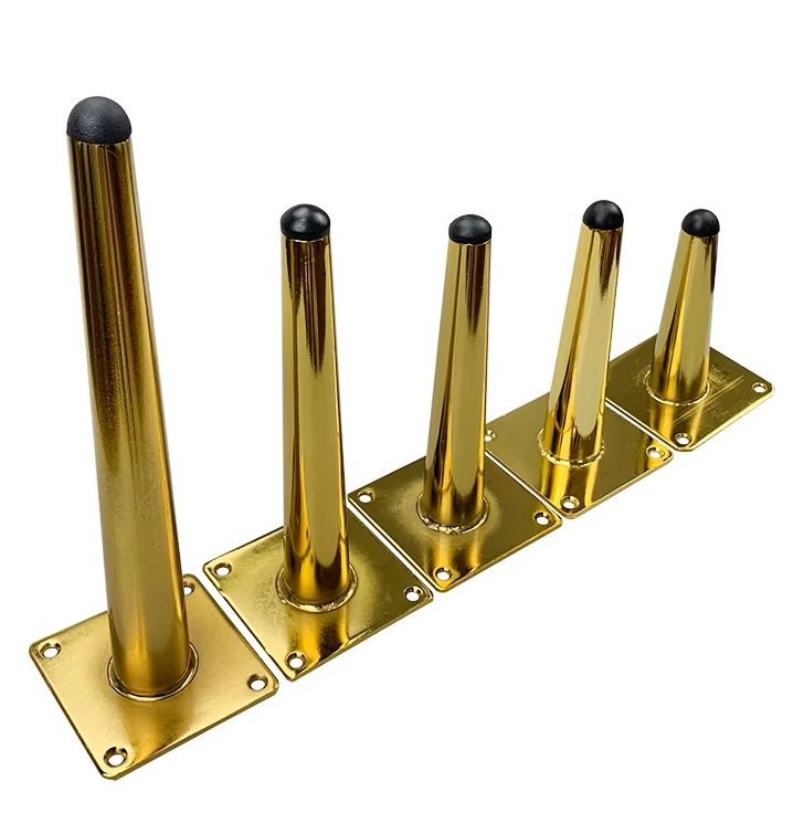 Modern Gold Tapered Metal Sofa Leg Golden Steel Straight Iron Legs Furniture Bed Hardware Couch Table Legs for Dining