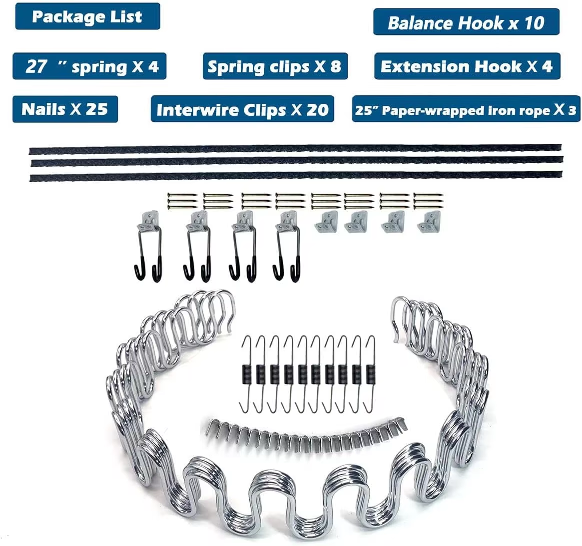 Serpentine Spring Zigzag Coil Spring, S Shaped Snake Spring for Furniture Sofa Bed Frame Accessory